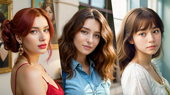 3 AI women in different styles generated with Vivid AI